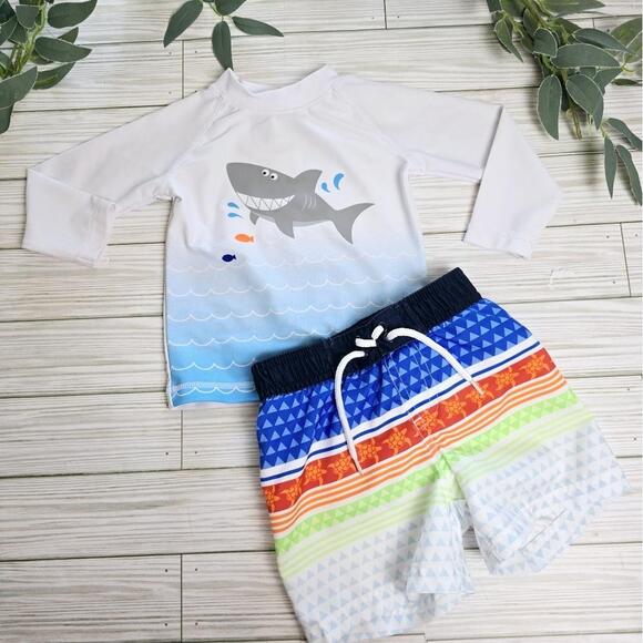 Koala Kids Baby Boy Swim Rashguard‎ and Trunks Size 9-12 Months - Picture 1 of 9